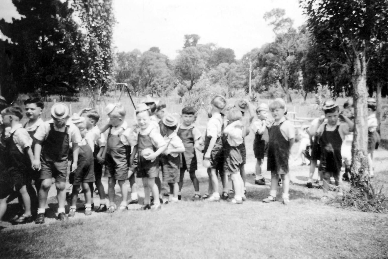 Boys Lined Up At The Back Of St Anthony's Home Kew In The 1940s