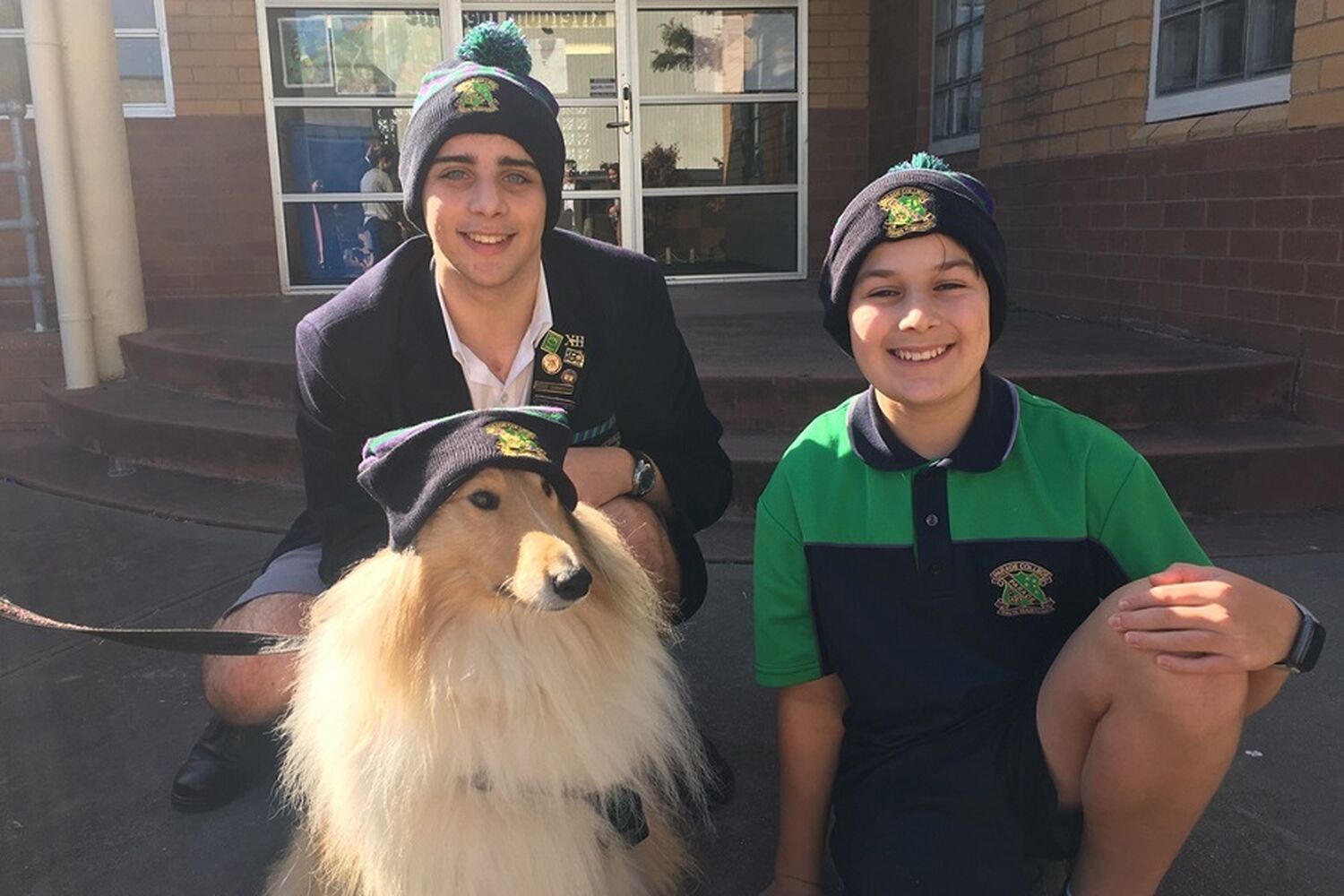 Two Parade Students With Ivee And Beanies On