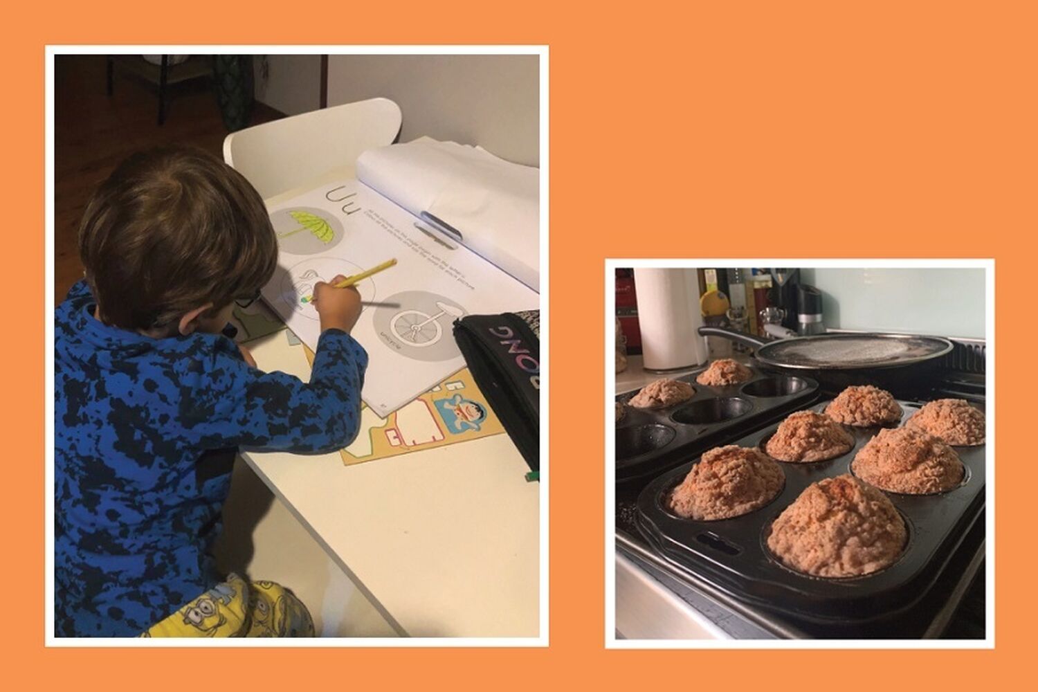 Covid Challenge Boy Drawing And Cooking Muffins