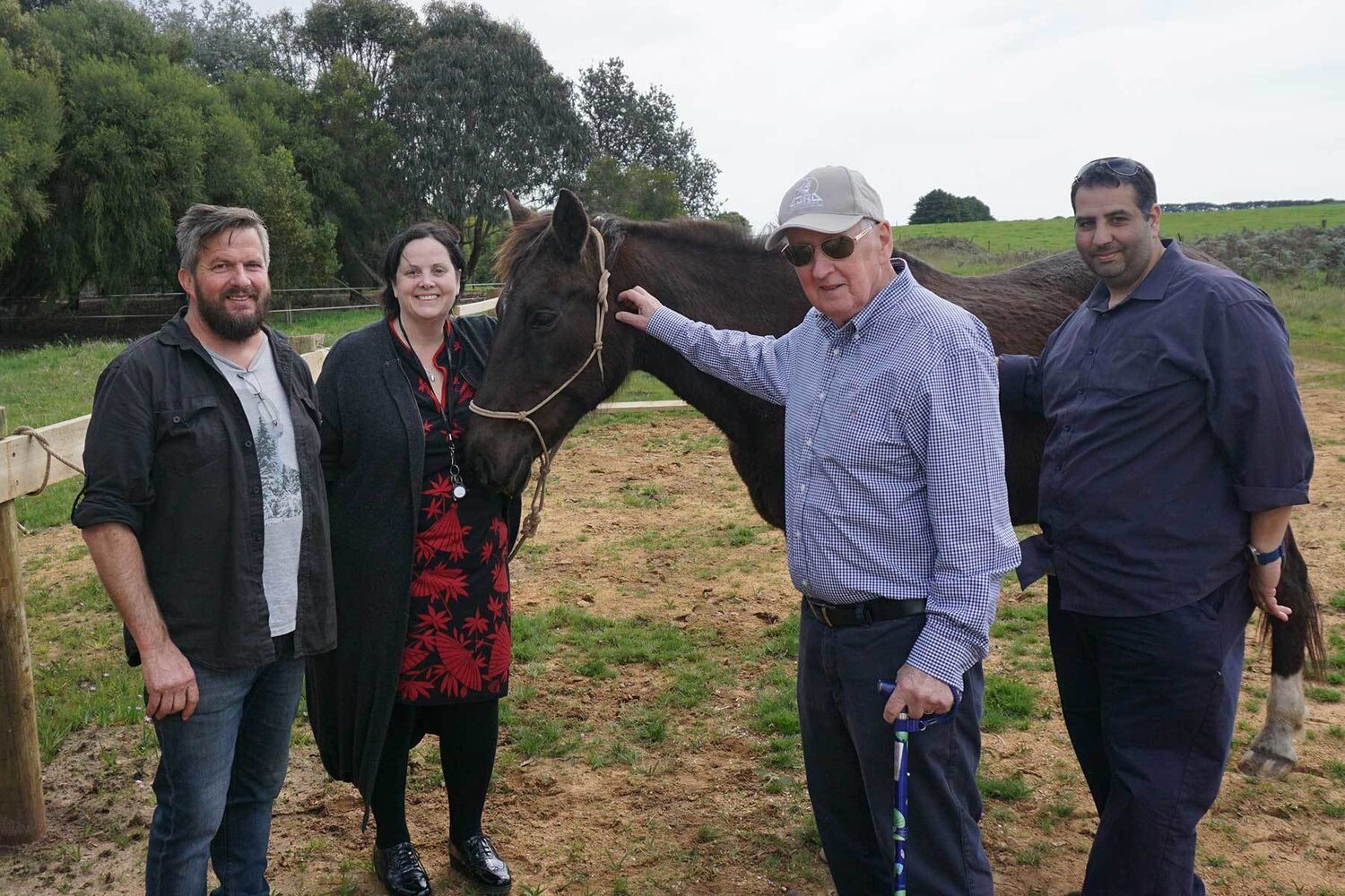 MacKillop Staff With Community Supporters Around Horse On Mepunga Equine Therapy Hub