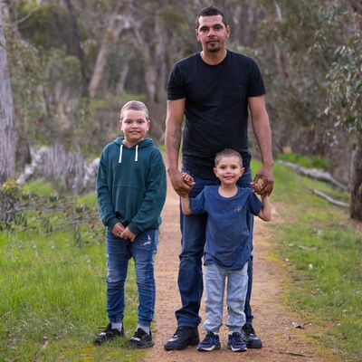 Aboriginal man and his two sons