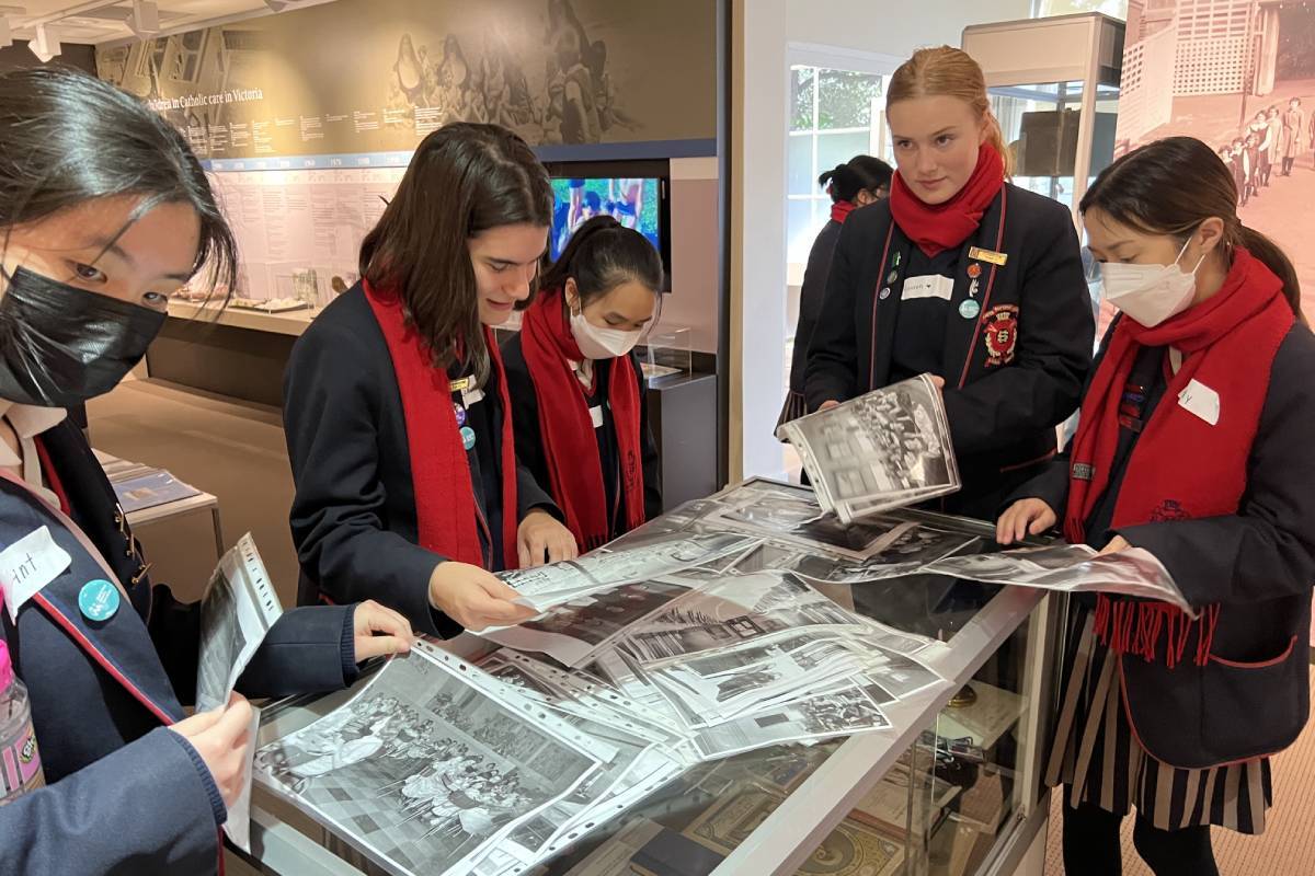 Students from Sacred Heart Girls College were busy looking at some of Mackillop’s historical photos at the workshop.